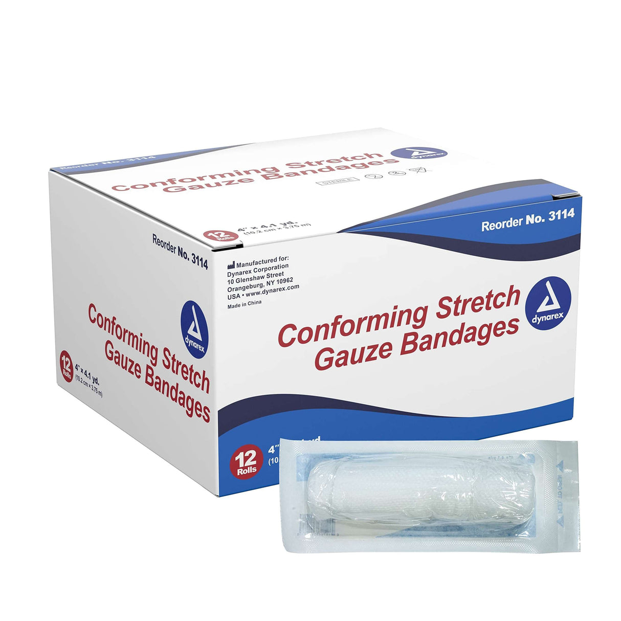 dynarex Conforming Bandage, 4 Inch x 4.1 Yard