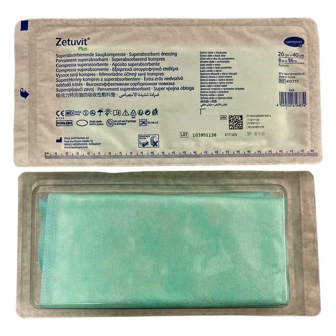 Zetuvit Plus Sterile Superabsorbent Dressing, 8 x 16 Inch