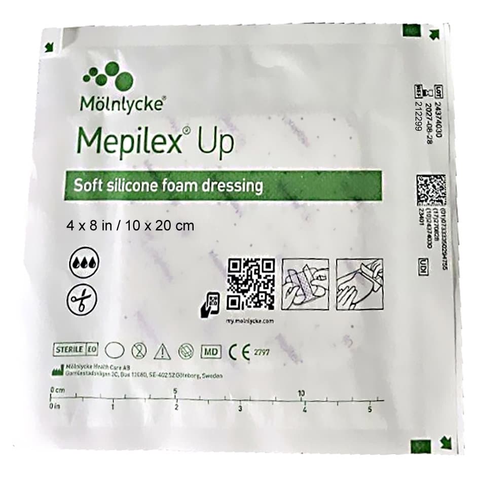 Mepilex Silicone Adhesive without Border Silicone Foam Dressing, 4 x 8 Inch