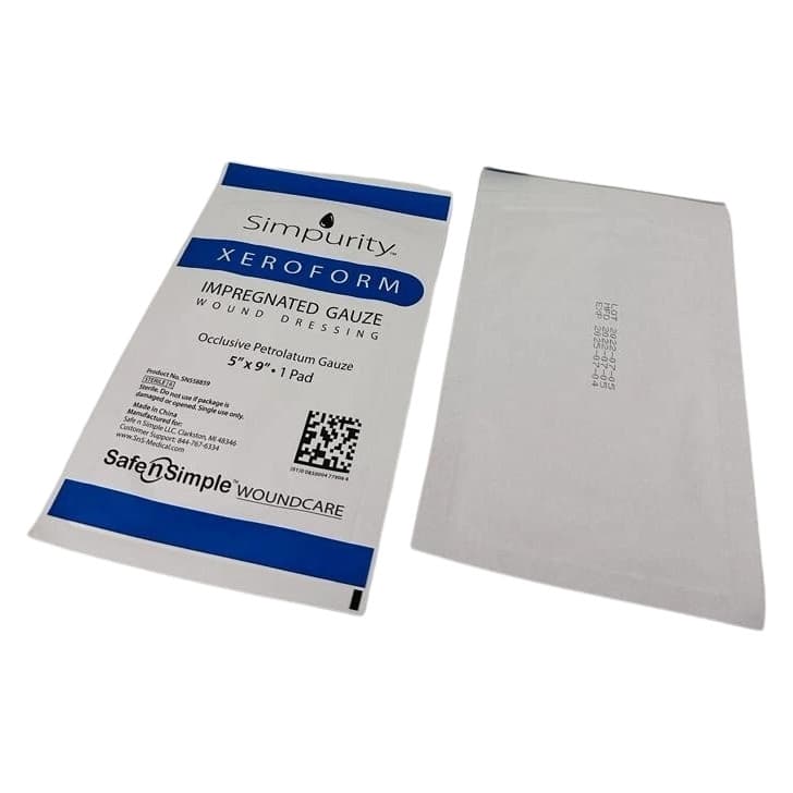 Simpurity Xeroform Petrolatum Impregnated Dressing, 5 x 9 Inch