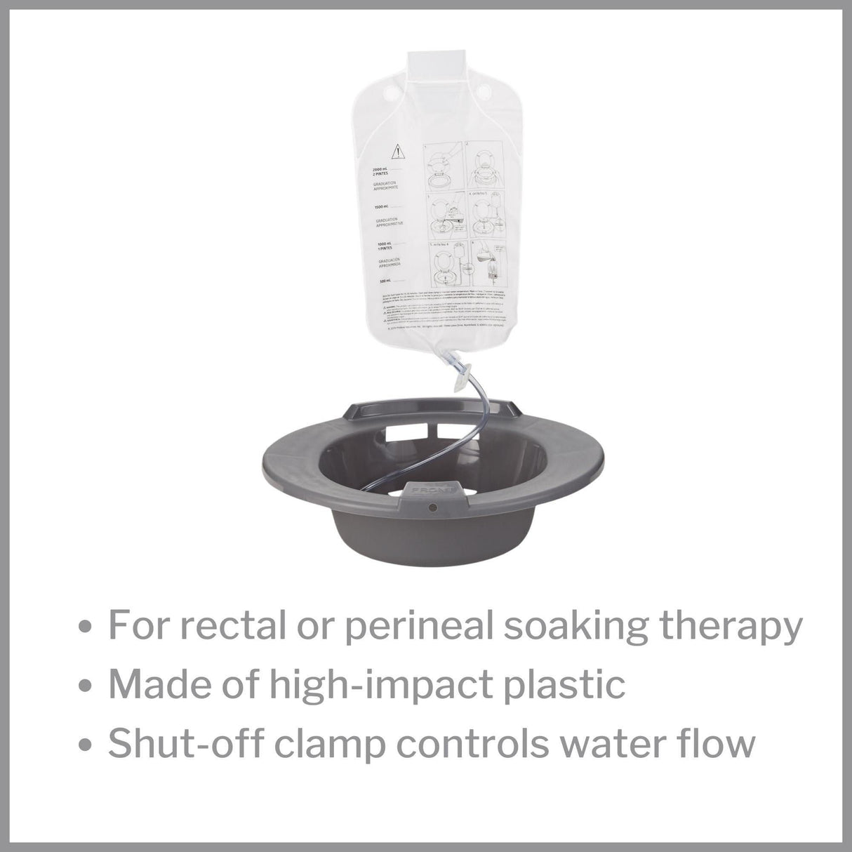 McKesson Round Sitz Bath Graphite, 2000 mL Bag