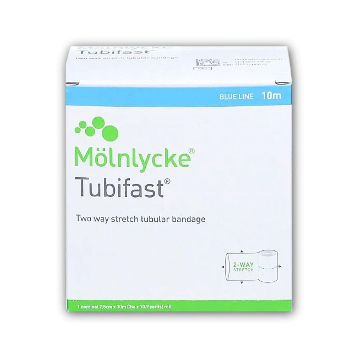 Molnlycke Tubifast 2 Way Stretch Tubular Bandage, Non-Sterile, Blue Line, 3" x 11 Yard