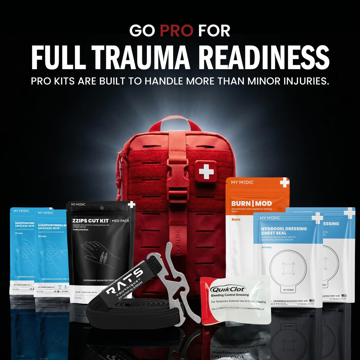 My Medic MYFAK Pro First Aid Kit, Trauma & Medical Supplies for Survival, Red