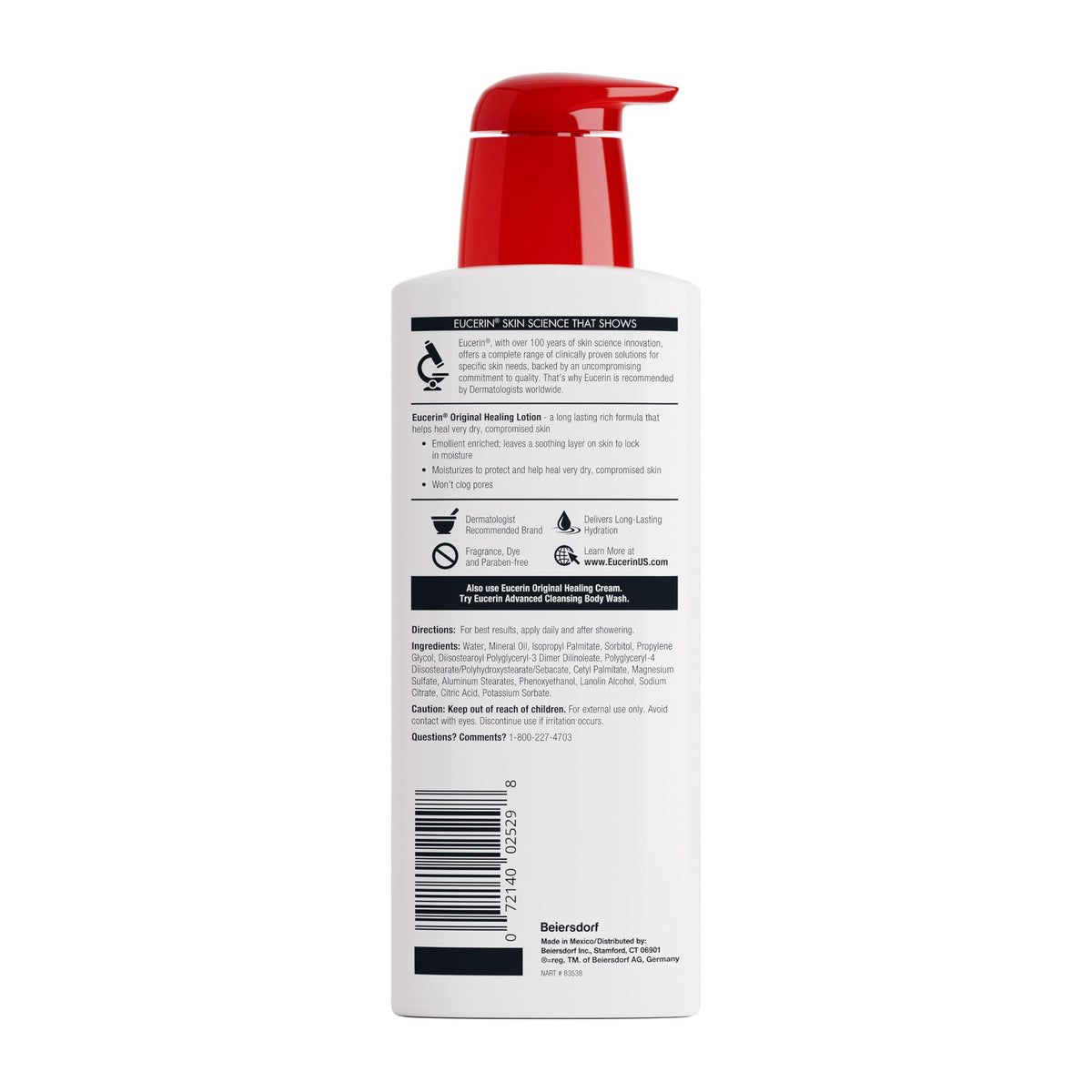Eucerin Original Healing Lotion, Unscented, 16 oz Pump Bottle