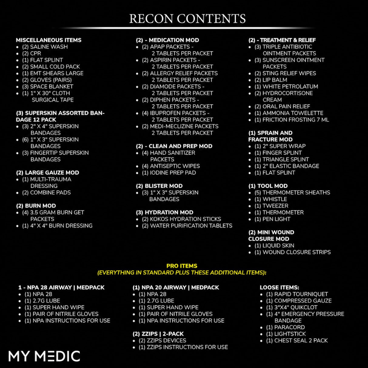 My Medic RECON Pro First Aid Kit, Black