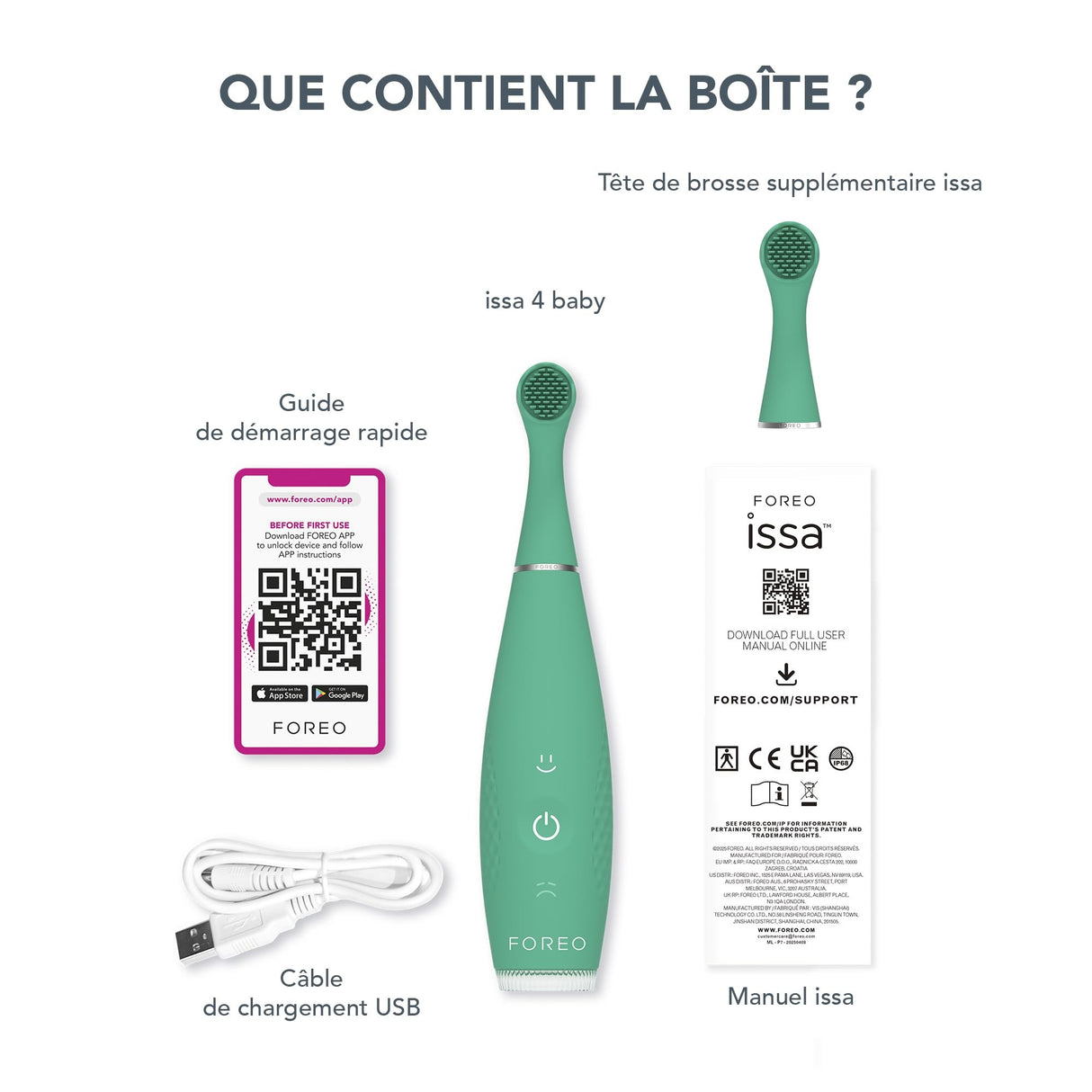 ISSA baby Soft Silicone Sonic Toothbrush, Kiwi Green Panda