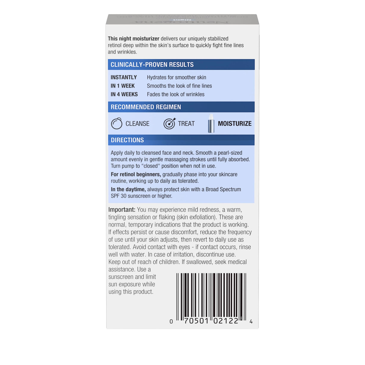 Neutrogena Rapid Wrinkle Repair Retinol Moisturizer Night Lotion, Unscented, 1 fl oz