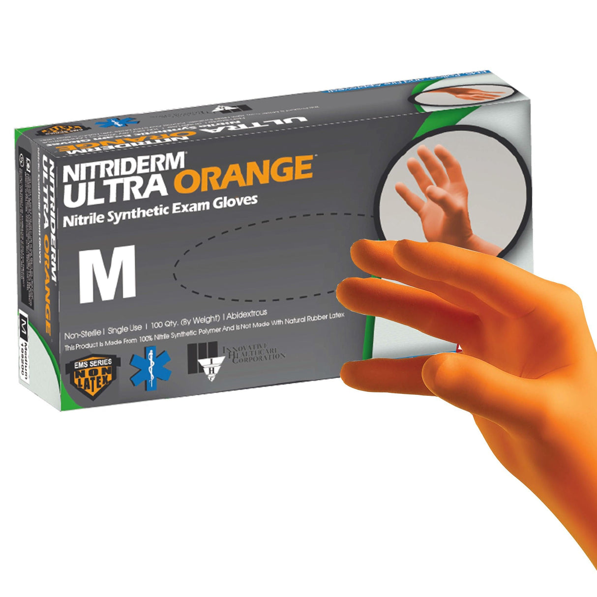 Innovative Healthcare NitriDerm Ultra Orange Nitrile Exam Glove - 199200-Box - LL Medico