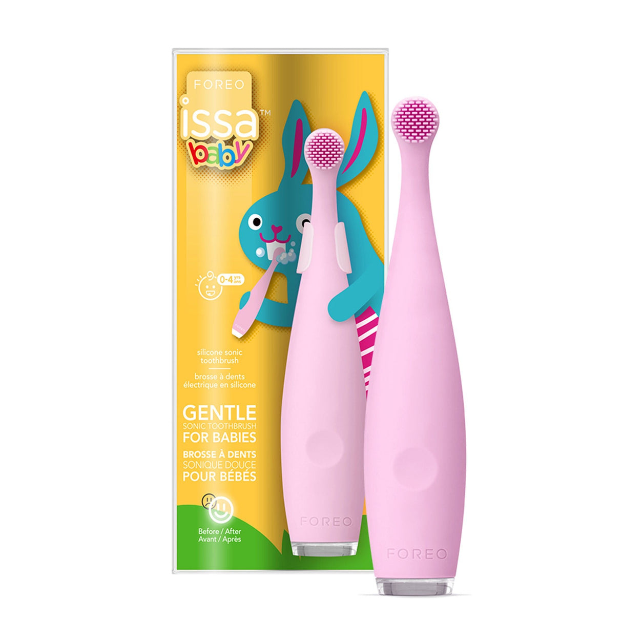 ISSA baby Soft Silicone Sonic Toothbrush, Pearl Pink Bunny - F9878-Single - LL Medico