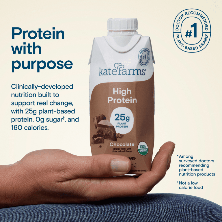 Kate Farms High Protein Nutrition Shake, Chocolate, Case/12 - 811112031482-Case - LL Medico