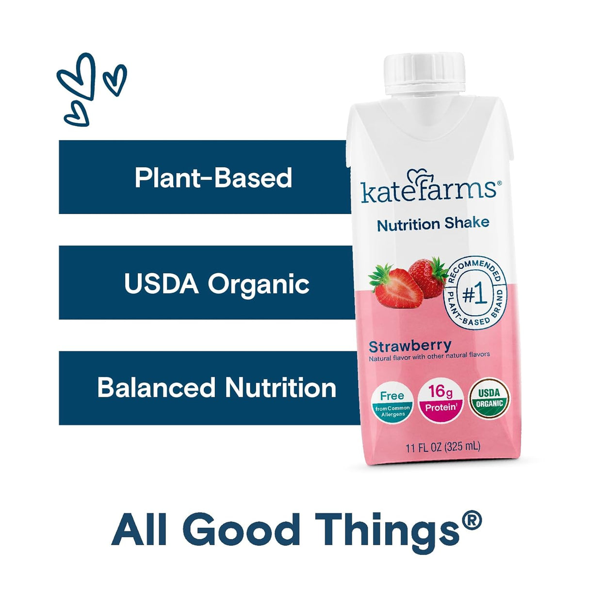 Kate Farms Nutrition Shake, Strawberry, Case/12 - 811112030799-Case - LL Medico