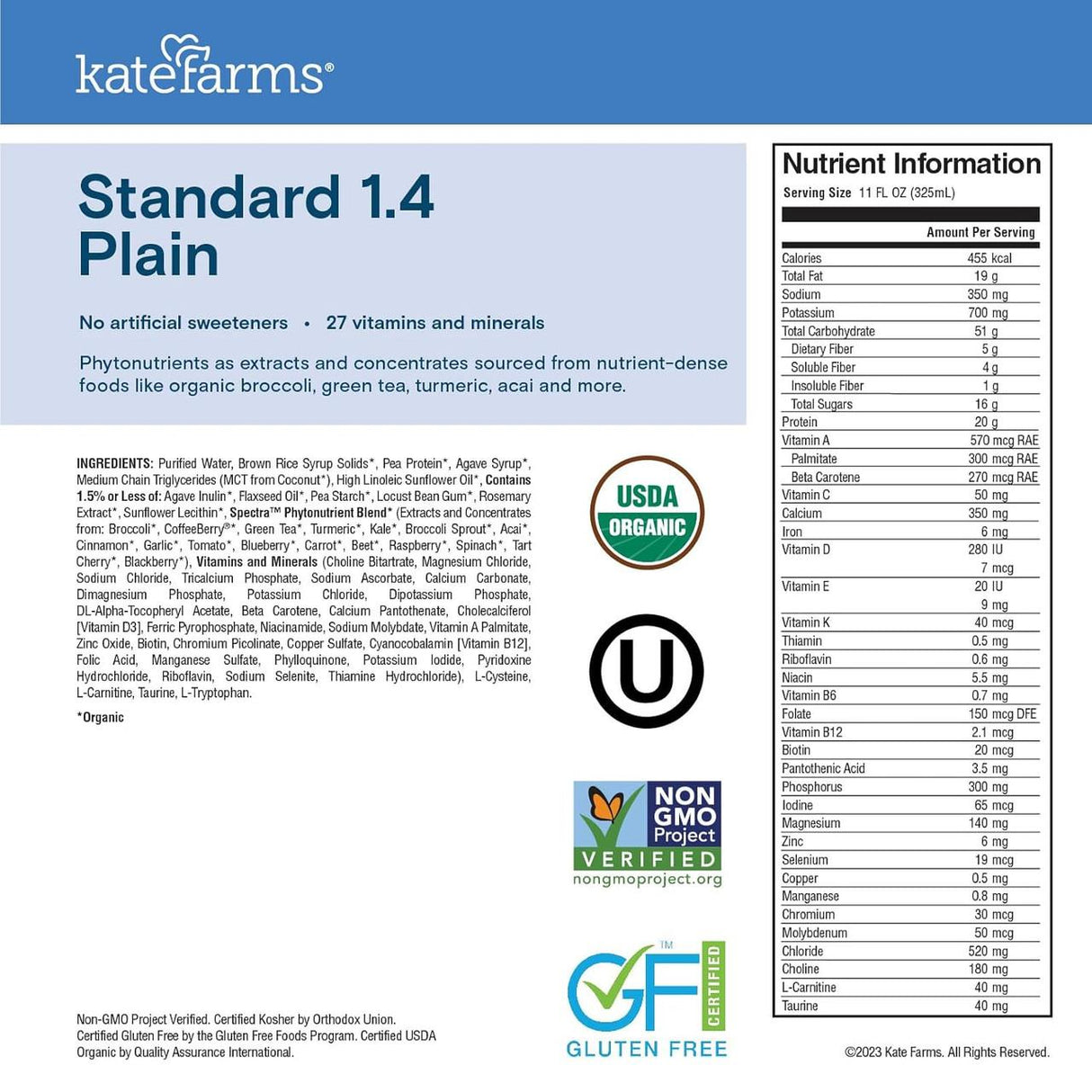 Kate Farms Standard Formula 1.4, Plain - 811112030027-Single - LL Medico