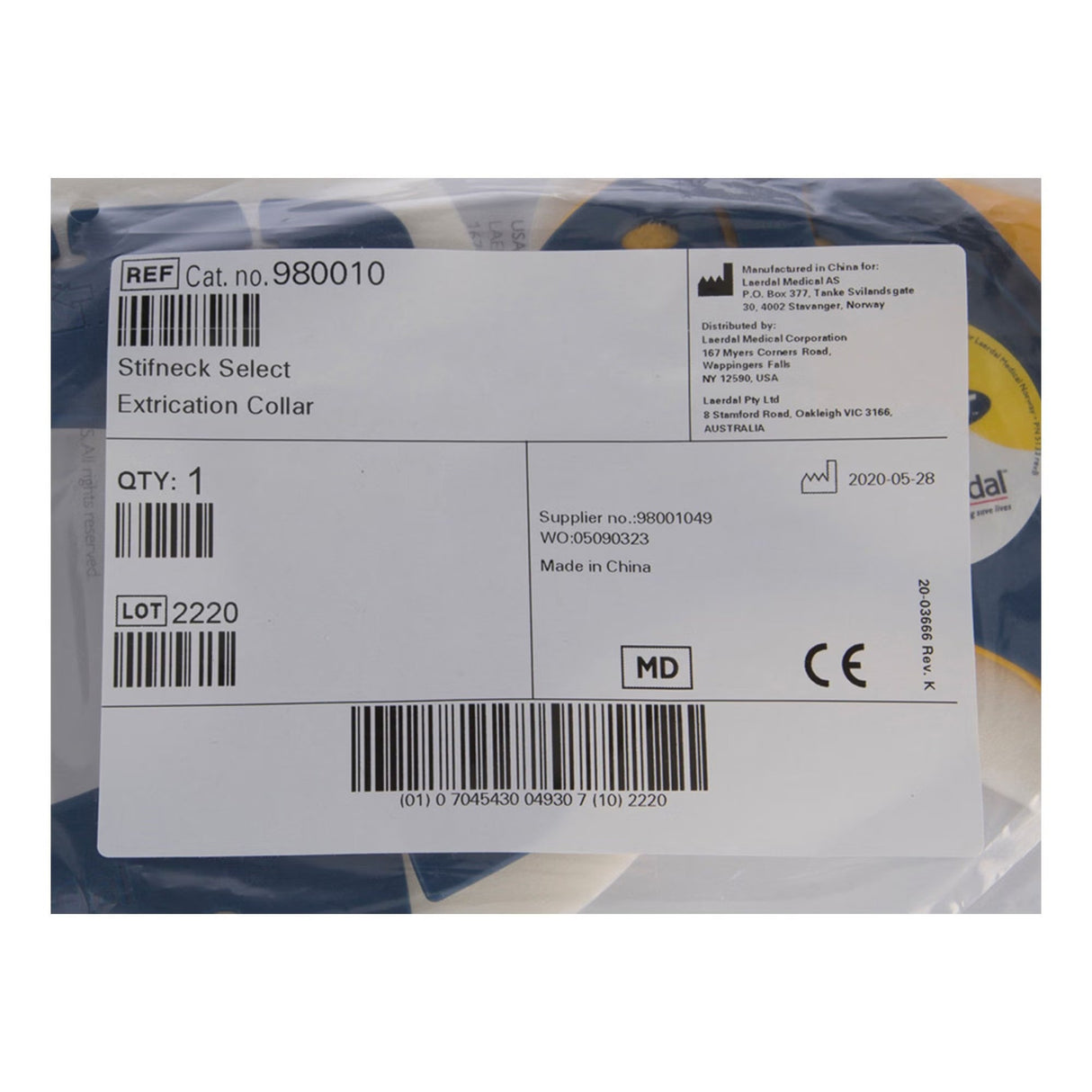 Laerdal Stifneck Select Extrication Cervical Collar, One Size Fits Most - 980010-Single - LL Medico