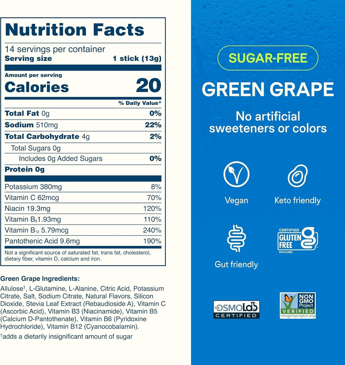 Liquid I.V. Hydration Multiplier Sugar Free Electrolyte Drink Mix, Green Grape, 0.45 oz - LVM-6034-Box - LL Medico