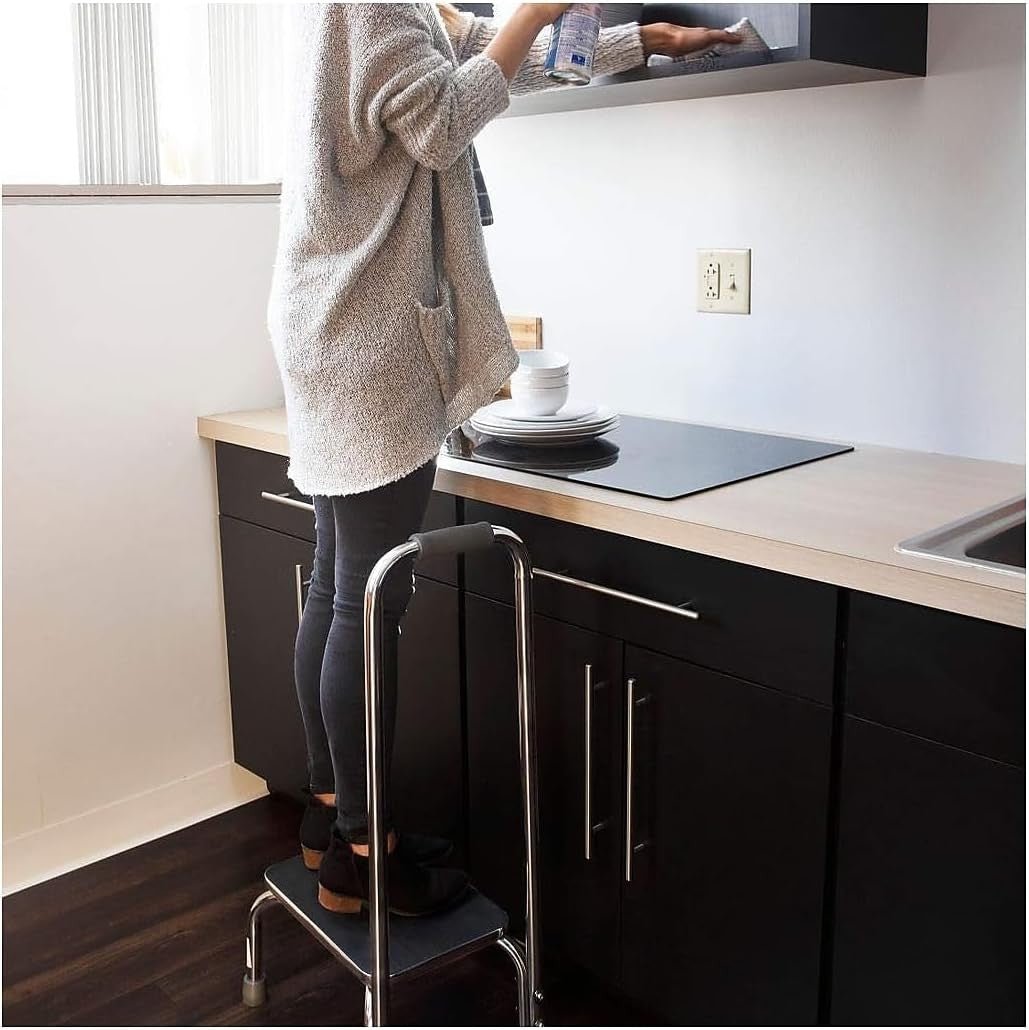 Mabis Step Stool with Handrail, Chrome Plated Steel Frame, 9.5" Step Height - 539-1902-0099-Single - LL Medico