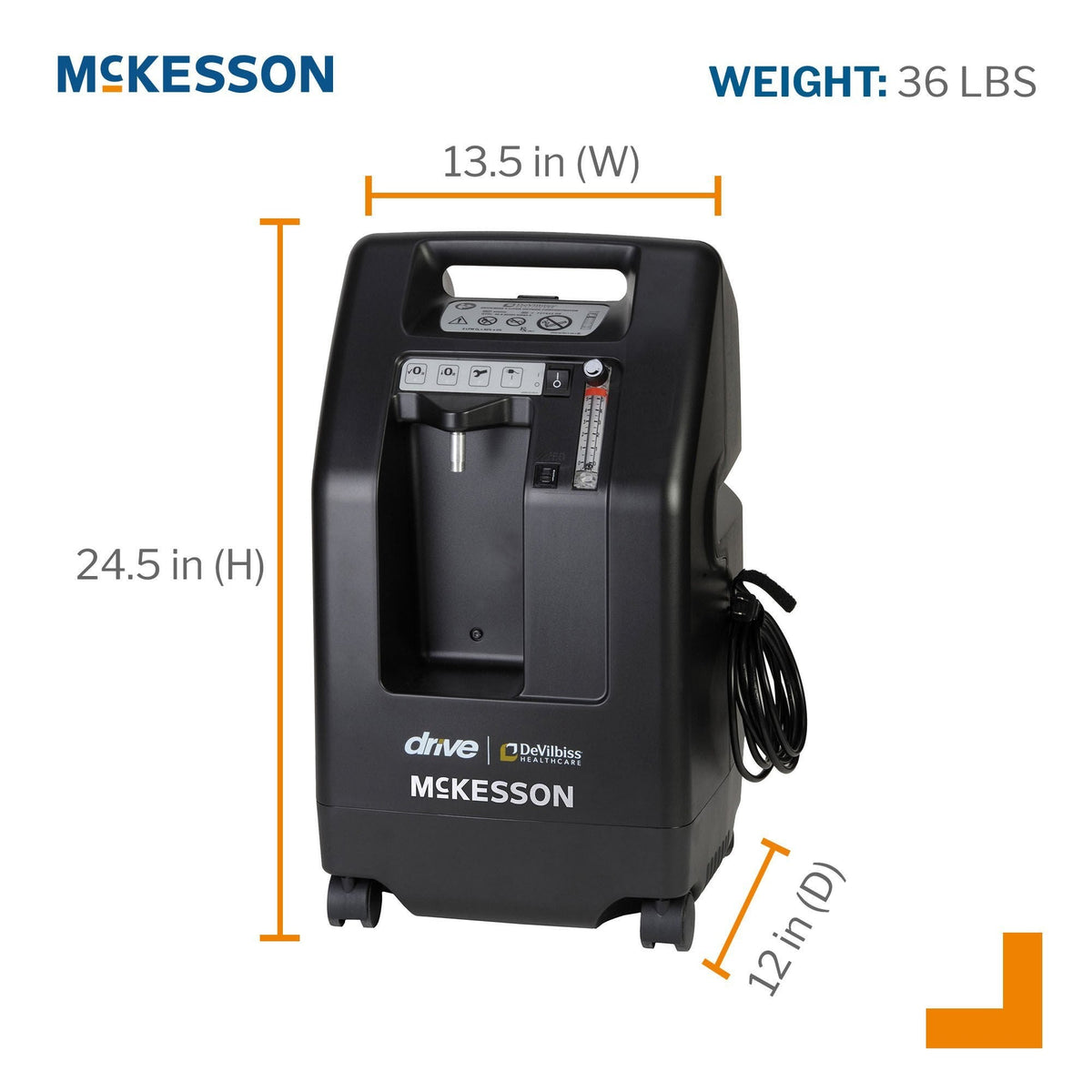 McKesson 5-Liter Oxygen Concentrator, 0.5 to 5 LPM - 146-525DS-Single - LL Medico