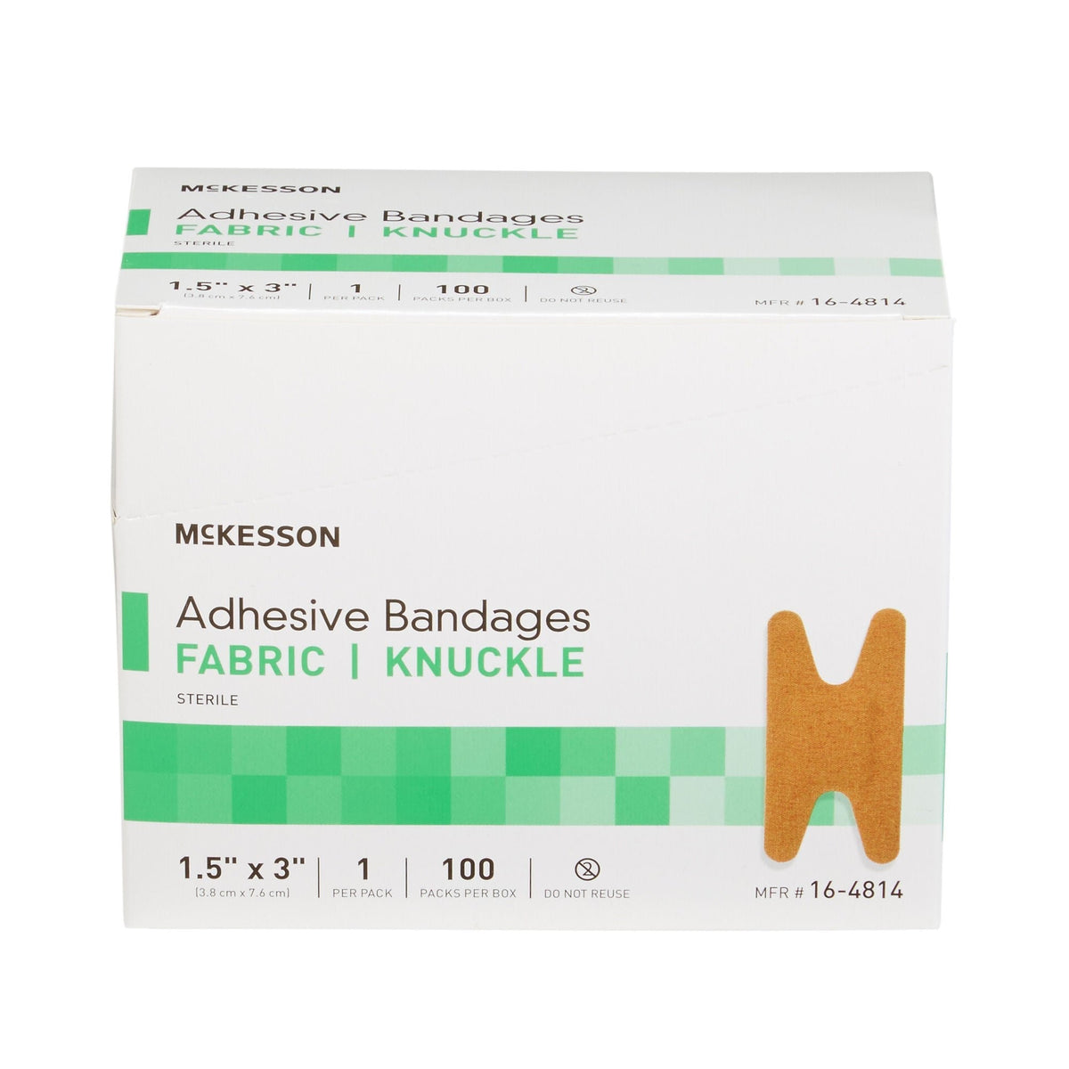 McKesson Adhesive Bandages Fabric Knuckle, Tan, Sterile, 1.5" x 3" - 16-4814-Box - LL Medico