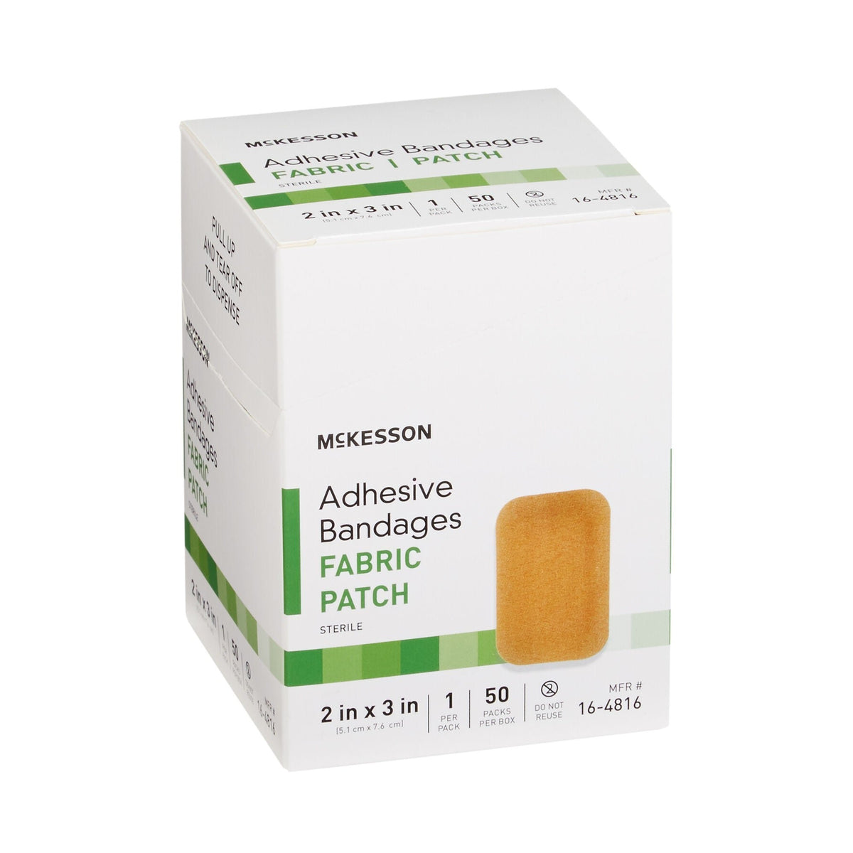 McKesson Adhesive Bandages Fabric Patch, Sterile, 2 in x 3 in - 16-4816-Box - LL Medico