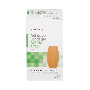 McKesson Adhesive Bandages Fabric Patch, Sterile, 2 in x 4 in - 16-4817-Box - LL Medico