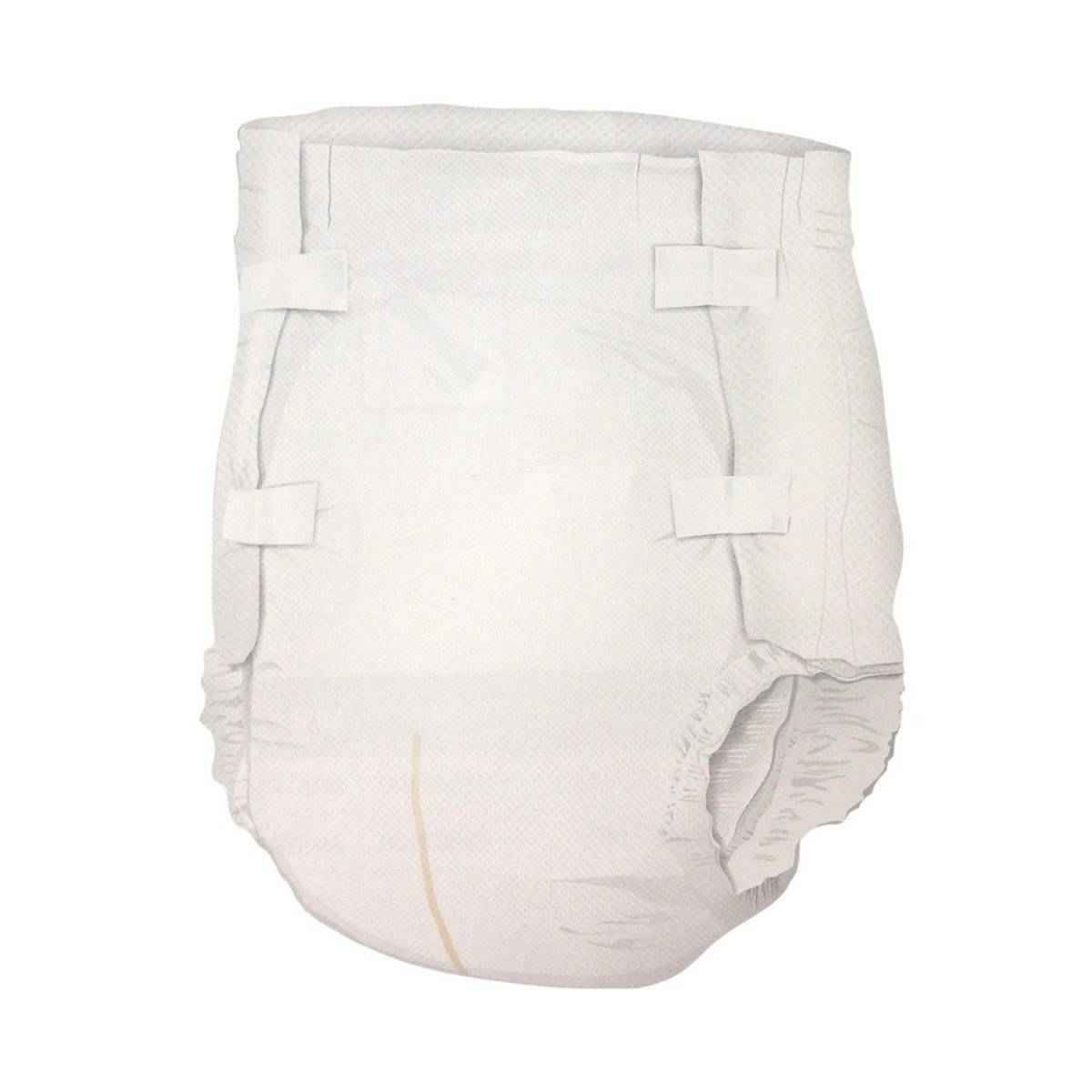 A McKesson Adult Briefs, Ultra disposable white adult diaper with ultra absorbency and adhesive fasteners is shown against a plain white background.