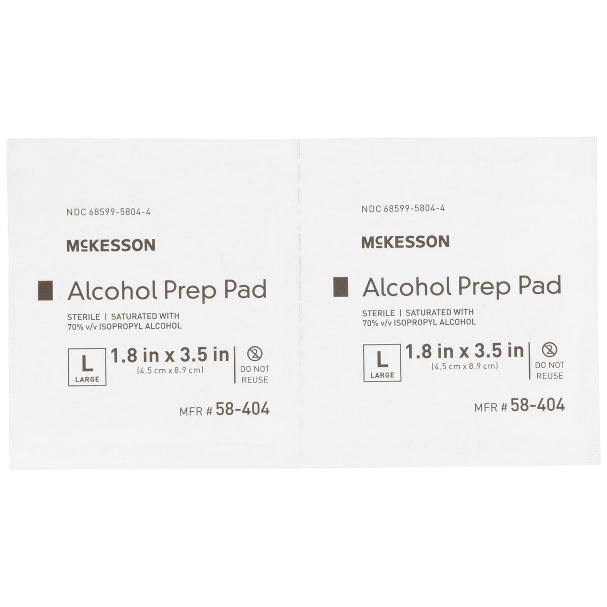 McKesson Alcohol Prep Pads, Large, Sterile, 1.8" x 3.5" - 58-404-Box - LL Medico