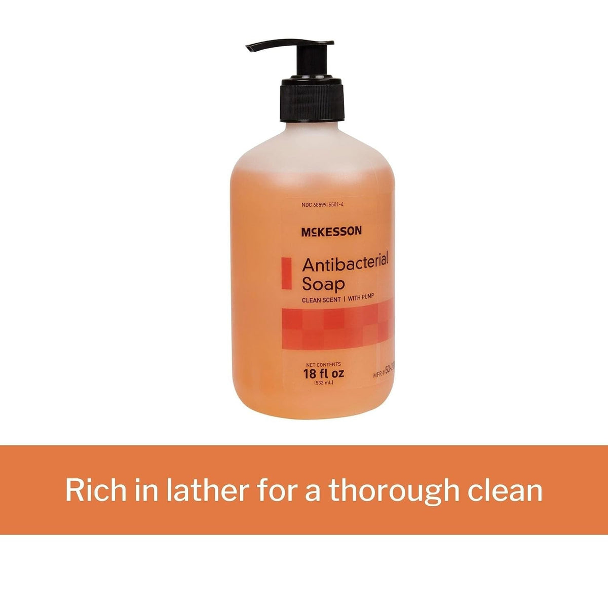 McKesson Antibacterial Soap Liquid with Pump, Clean Scent, 18 fl oz - 53-28067-18-Single - LL Medico