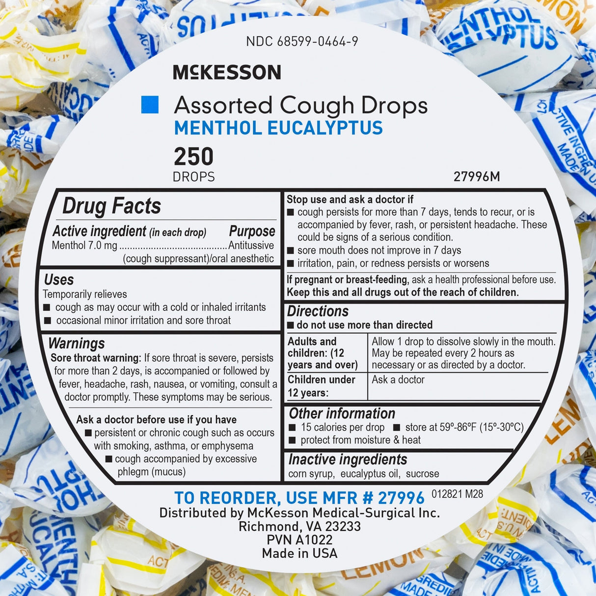 McKesson Assorted Cough Drops, Honey Lemon & Menthol Mix - 27996-Jar - LL Medico