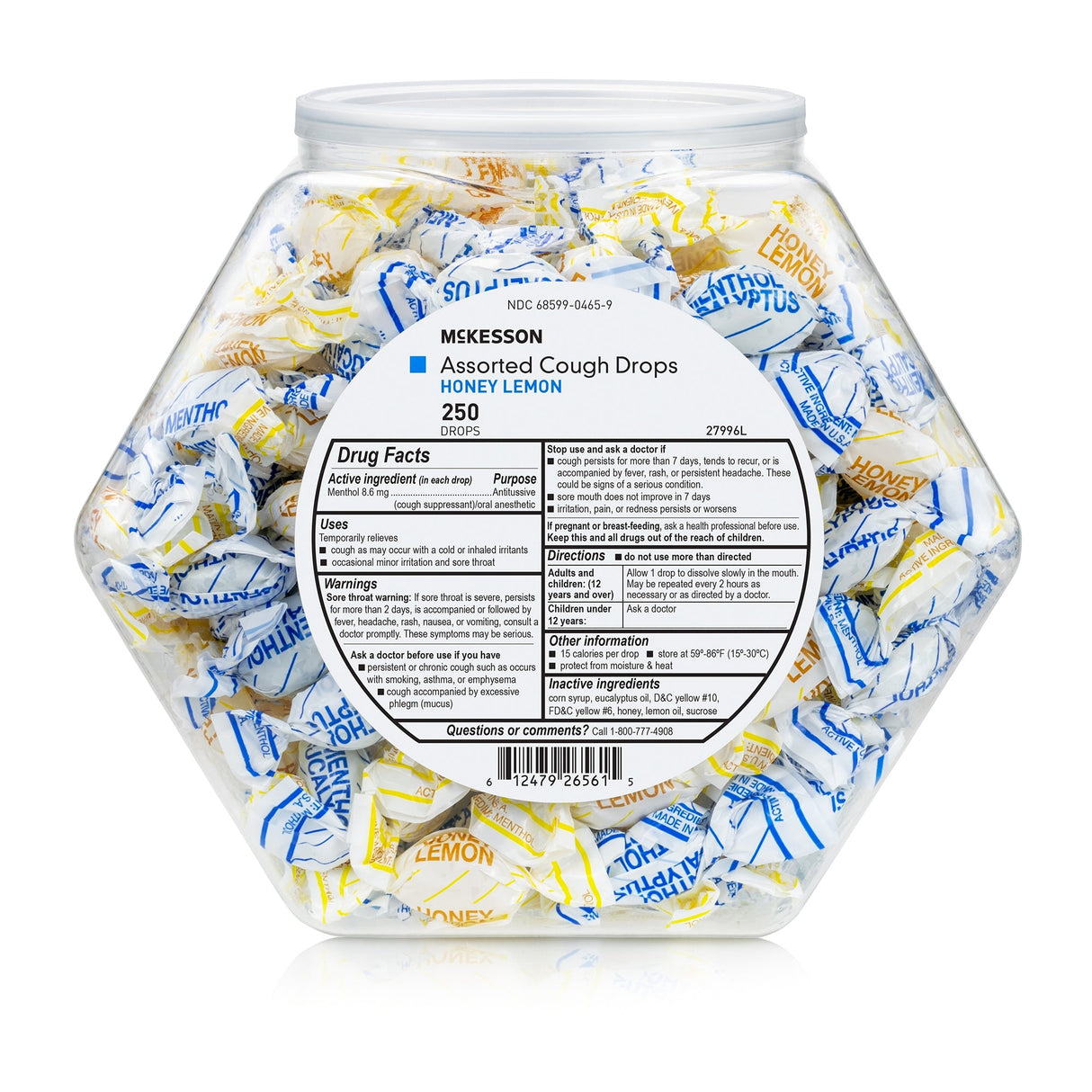 McKesson Assorted Cough Drops, Honey Lemon & Menthol Mix - 27996-Jar - LL Medico
