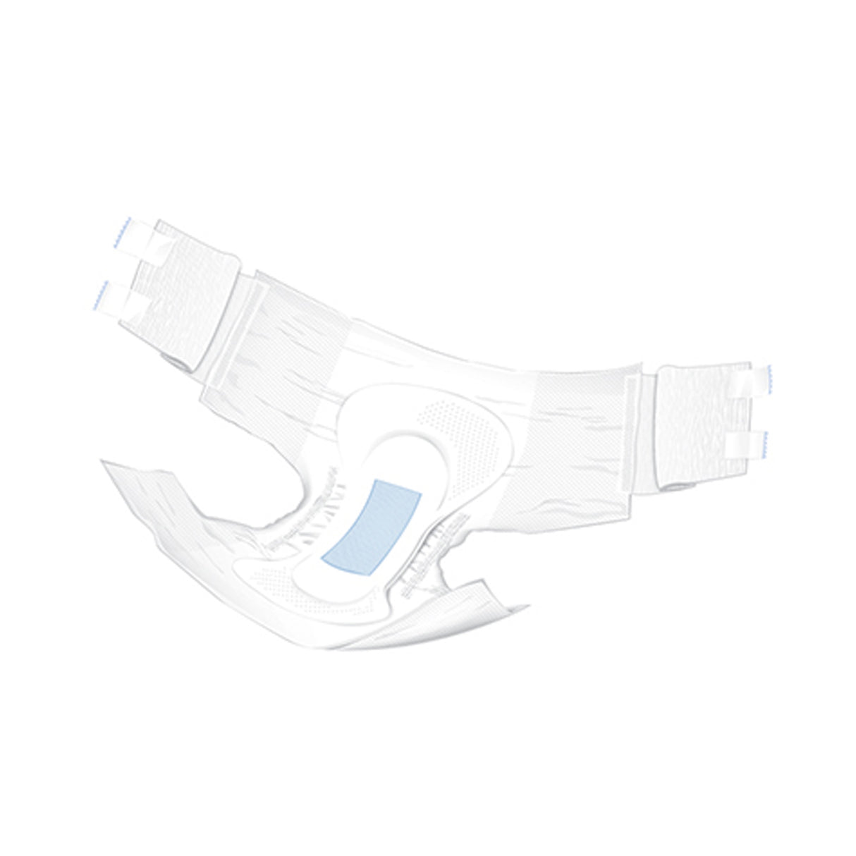 A McKesson Bariatric Ultra Briefs, 3XL adult diaper is shown open and flat, highlighting elastic side tabs, a padded ultra absorbency core at the center, and leak guards along the edges.