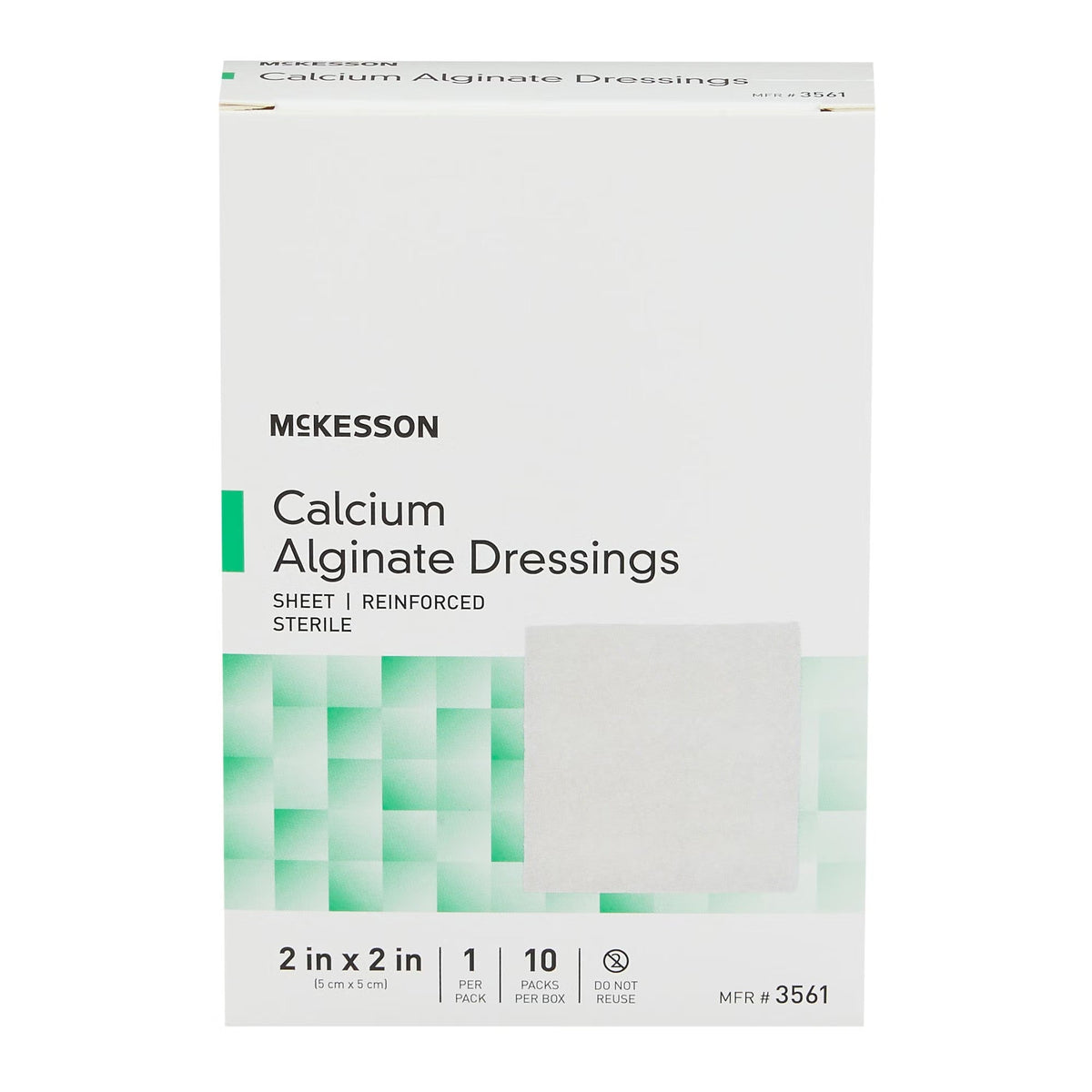 McKesson Calcium Alginate Dressing Sheet, Sterile, 2" x 2" - 3561-Single - LL Medico