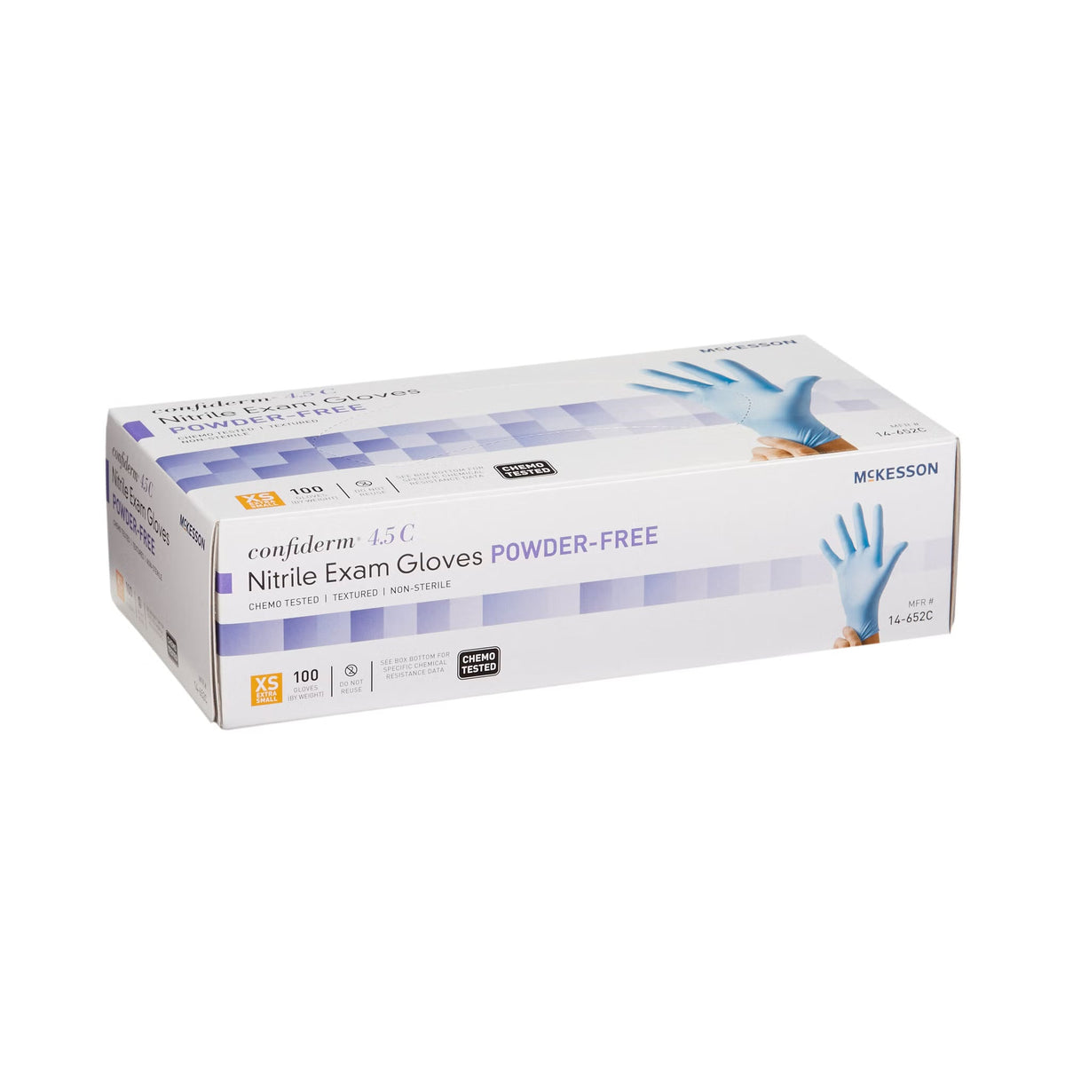 McKesson Confiderm 4.5C Nitrile Exam Gloves, Powder-Free, Textured, Non-Sterile - 14-652C-Box - LL Medico