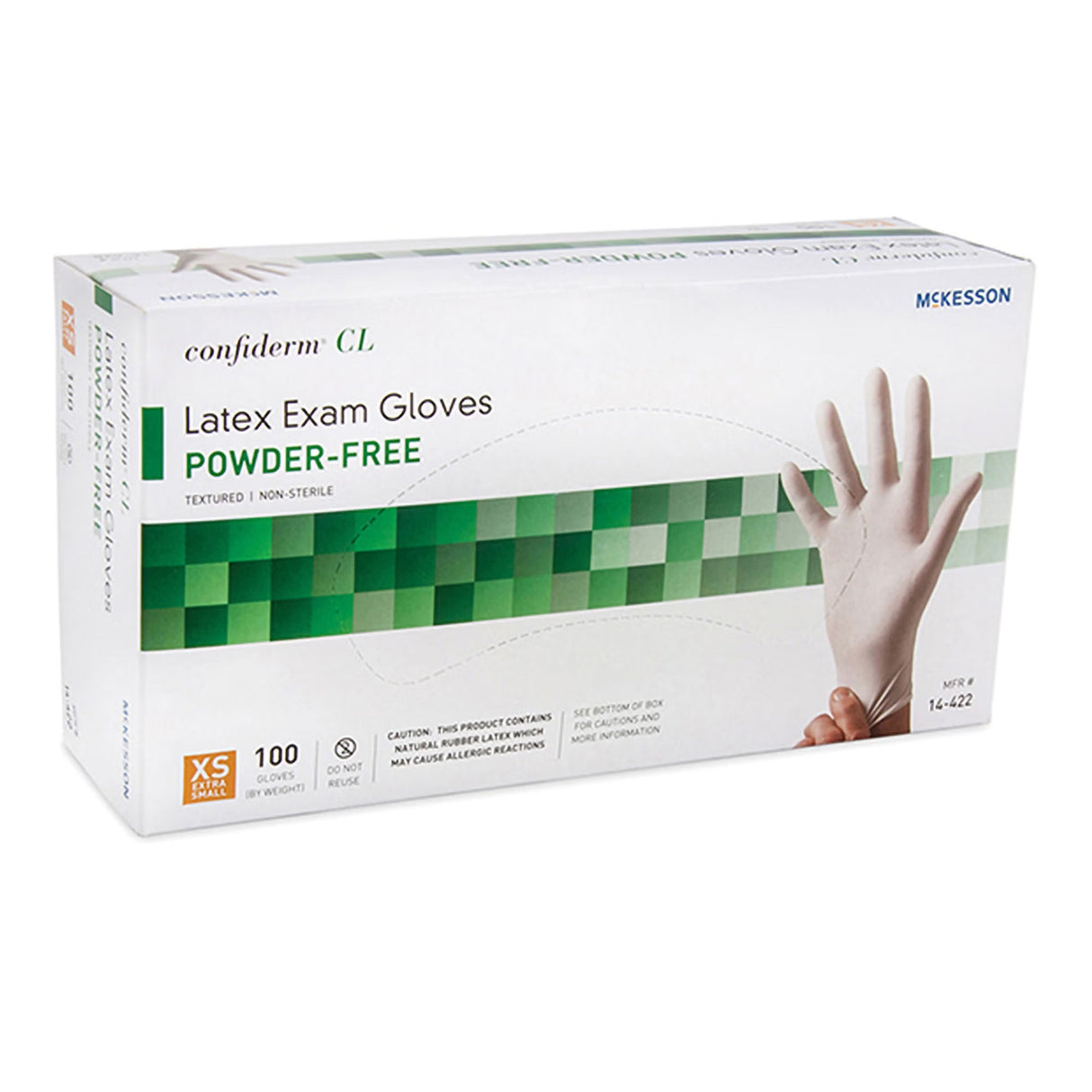 McKesson Confiderm CL Latex Exam Gloves, Powder-Free, Non-Sterile, Textured Fingertips, Standard Cuff, Ivory - 14-422 - LL Medico