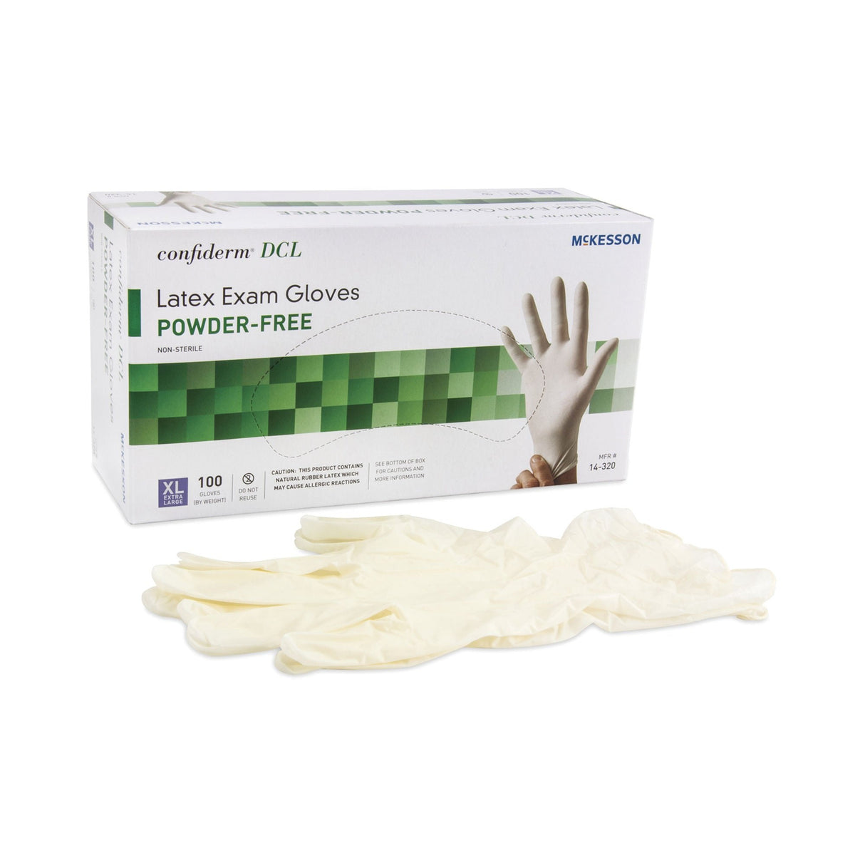 McKesson Confiderm Latex Exam Glove, Extra Large, Ivory - 14-320-Box - LL Medico