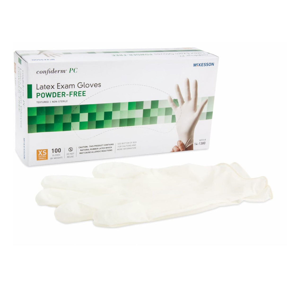 McKesson Confiderm Latex Exam Glove, Extra Small, Ivory - 14-1380-Box - LL Medico