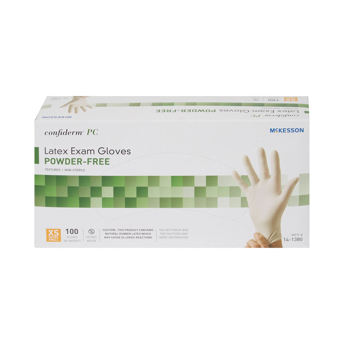 McKesson Confiderm PC Latex Exam Gloves, Powder-Free, Extra Small - 14-1380-Box - LL Medico