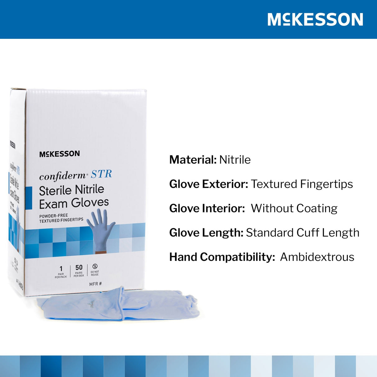 McKesson Confiderm STR Nitrile Exam Glove - 14-6NSTR2-Box - LL Medico