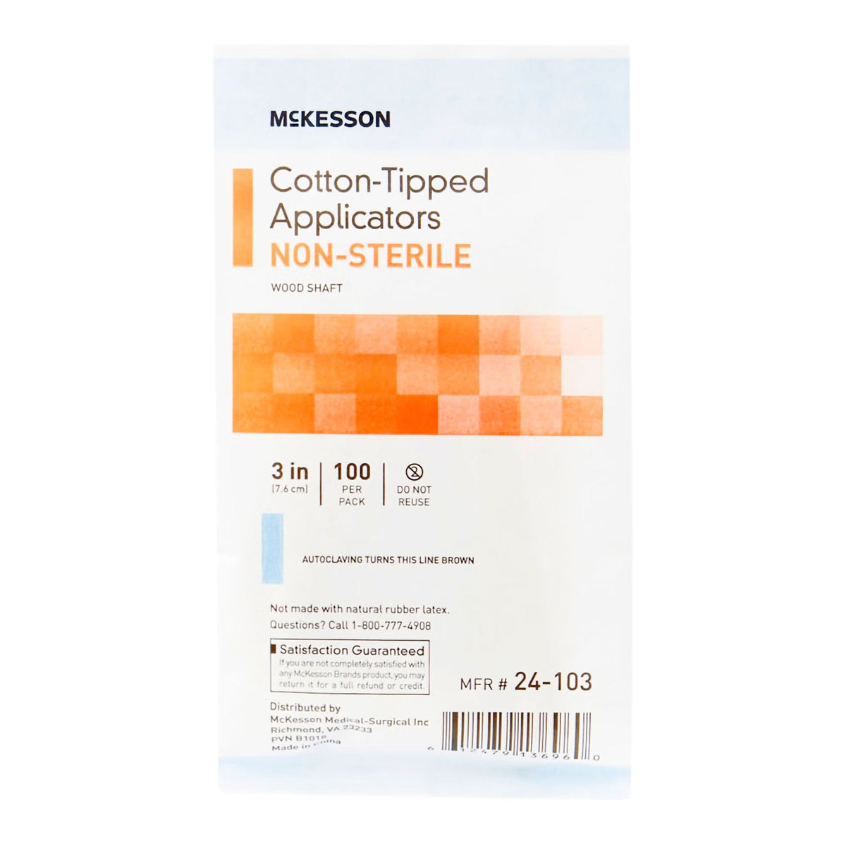 McKesson Cotton-Tipped Applicators Non-Sterile Wood Shaft, 3 In - 24-103-Box - LL Medico