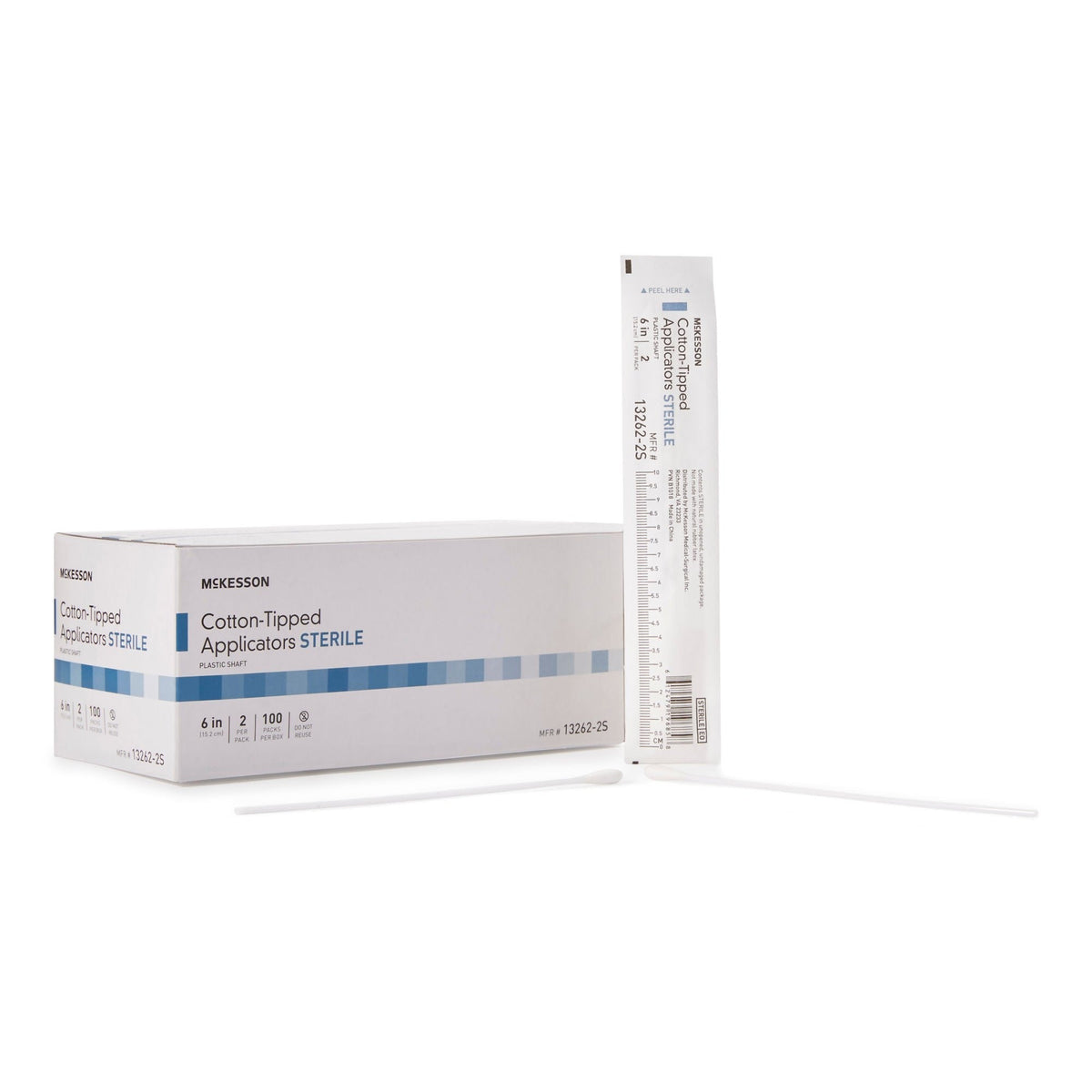 McKesson Cotton-Tipped Applicators Sterile, Plastic Shaft, 6 In - 13262-2S-Box - LL Medico