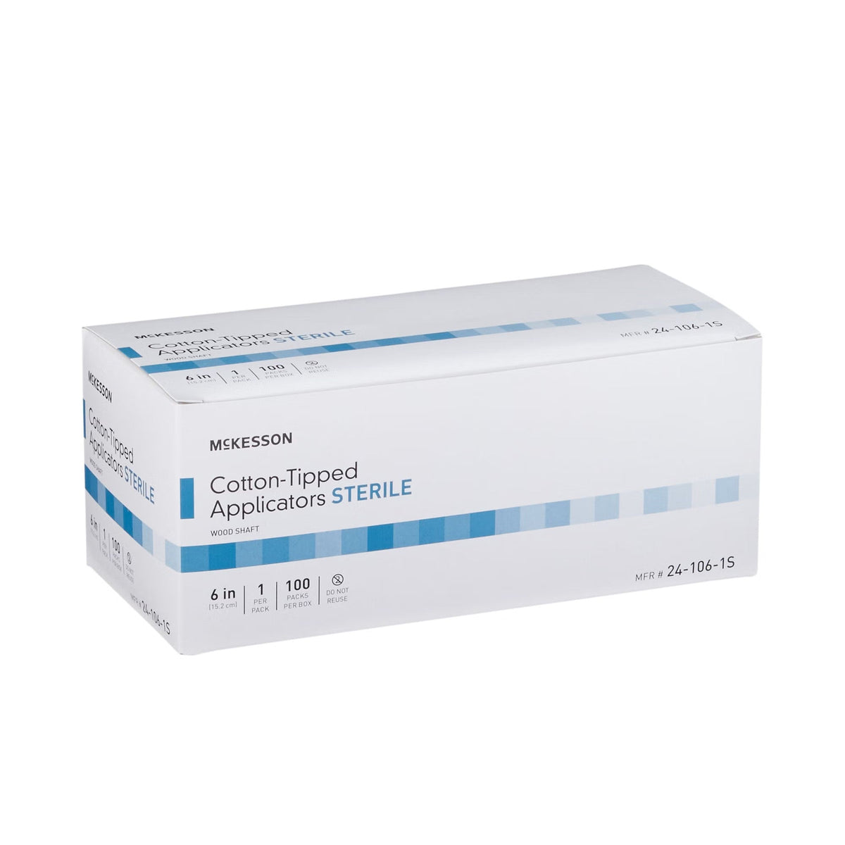 McKesson Cotton-Tipped Applicators Sterile, Wood Shaft, 6 In - 24-106-1S-Pack - LL Medico