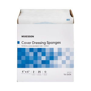 McKesson Cover Dressing Sponges, Rayon/Cellulose, Sterile, 4" x 4", 2 per Pack - 16-2436-Box - LL Medico