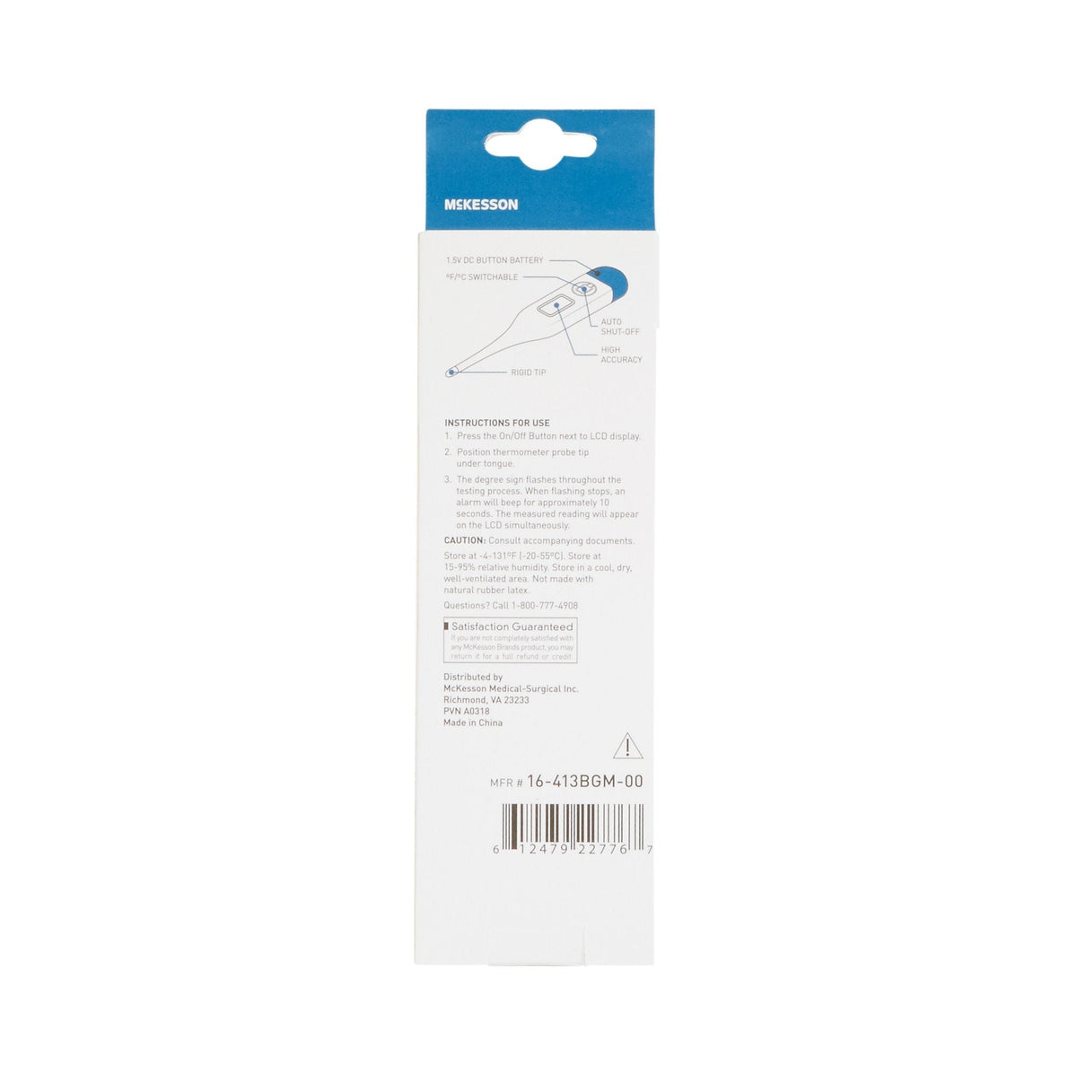 McKesson Digital Oral Thermometer, Stick, Includes 5 Probe Covers, Institutional Bulk - 16-413BGM-00-Single - LL Medico