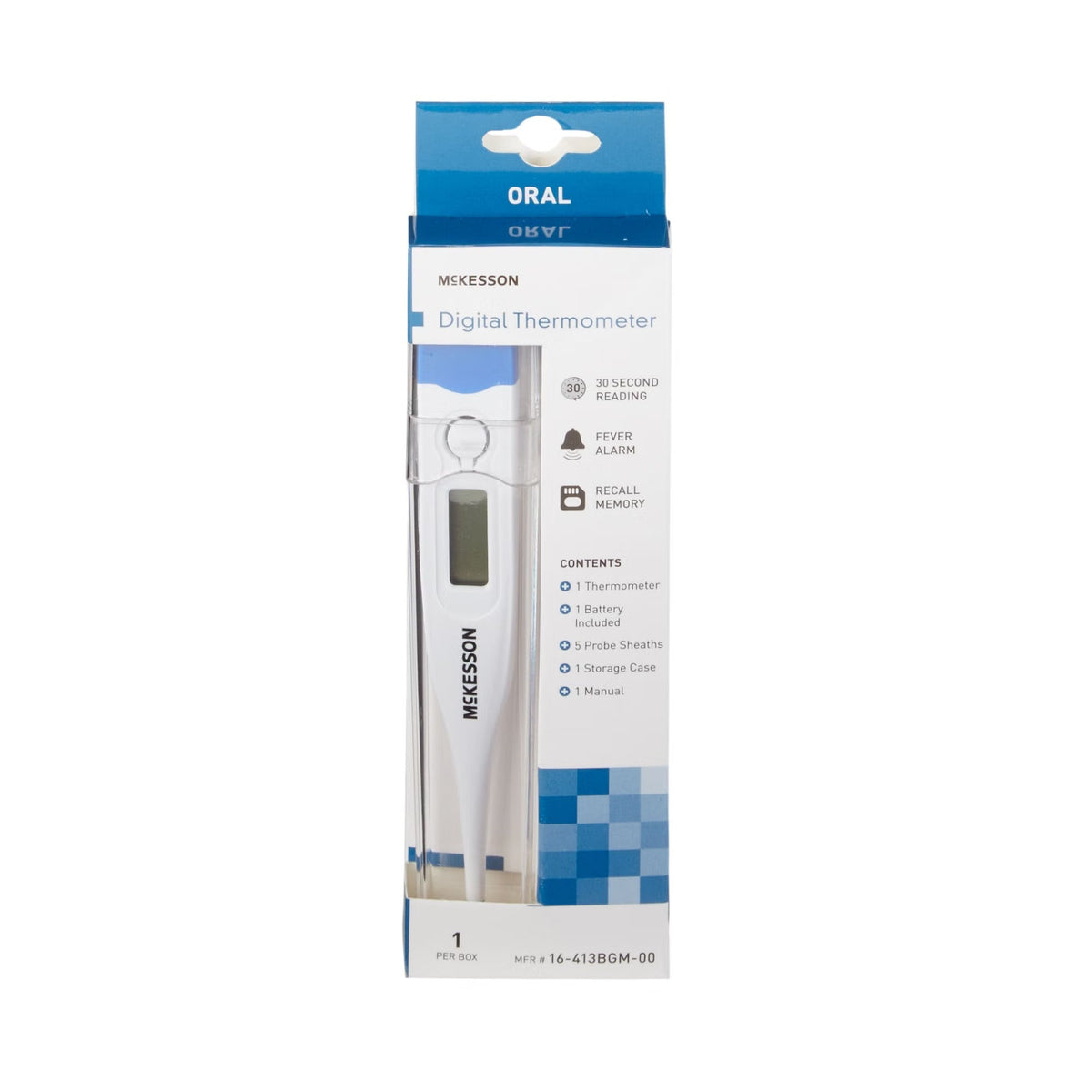 McKesson Digital Oral Thermometer, Stick, Includes 5 Probe Covers, Institutional Bulk - 16-413BGM-00-Single - LL Medico
