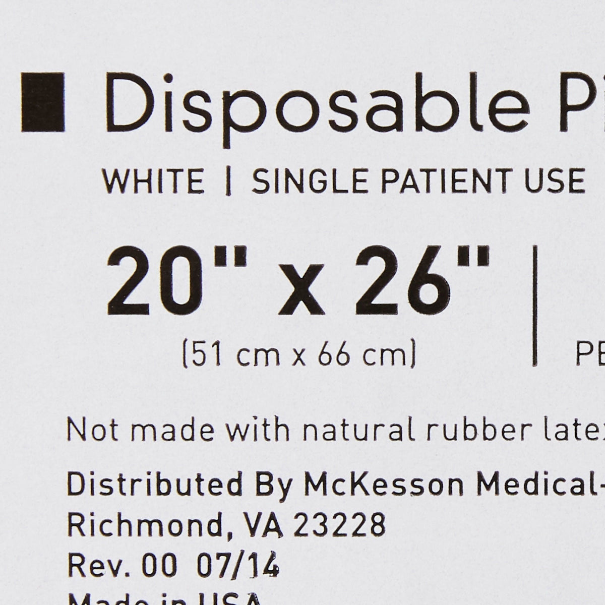 McKesson Disposable Bed Pillow, Single Patient Use, 20" x 26", White - 41-2026-F-Single - LL Medico