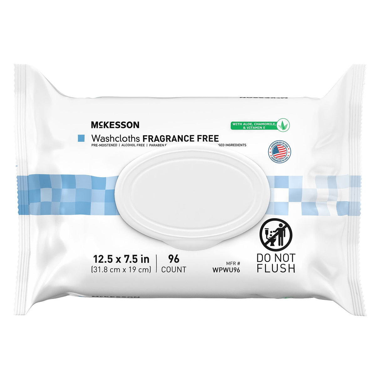 McKesson Disposable Washcloths Wipes w/ Aloe, Unscented - WPWU96-Pack - LL Medico