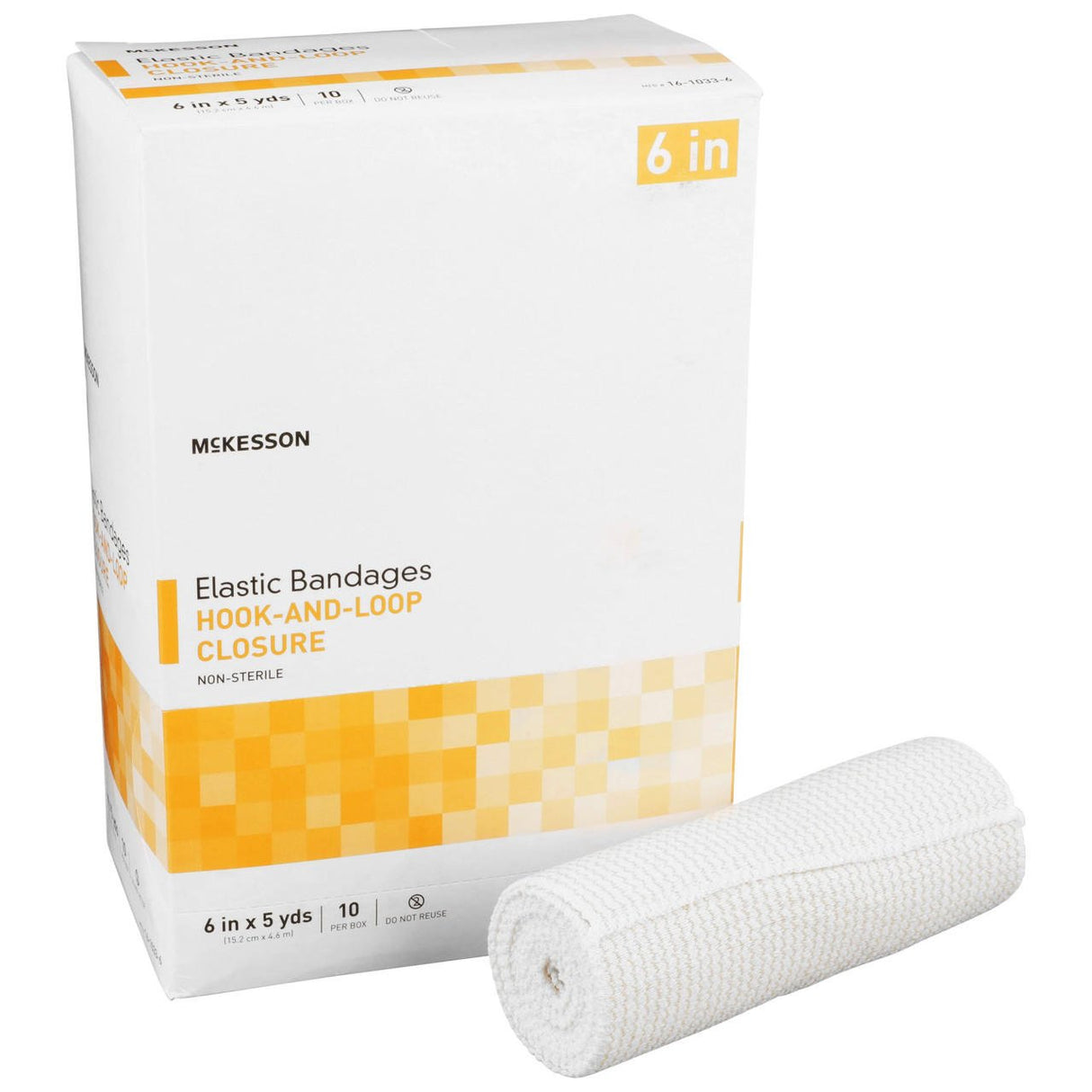 McKesson Elastic Hook & Loop Bandage, 6 in x 5 yd Roll, Non - Sterile - 16-1033-6-Box - LL Medico