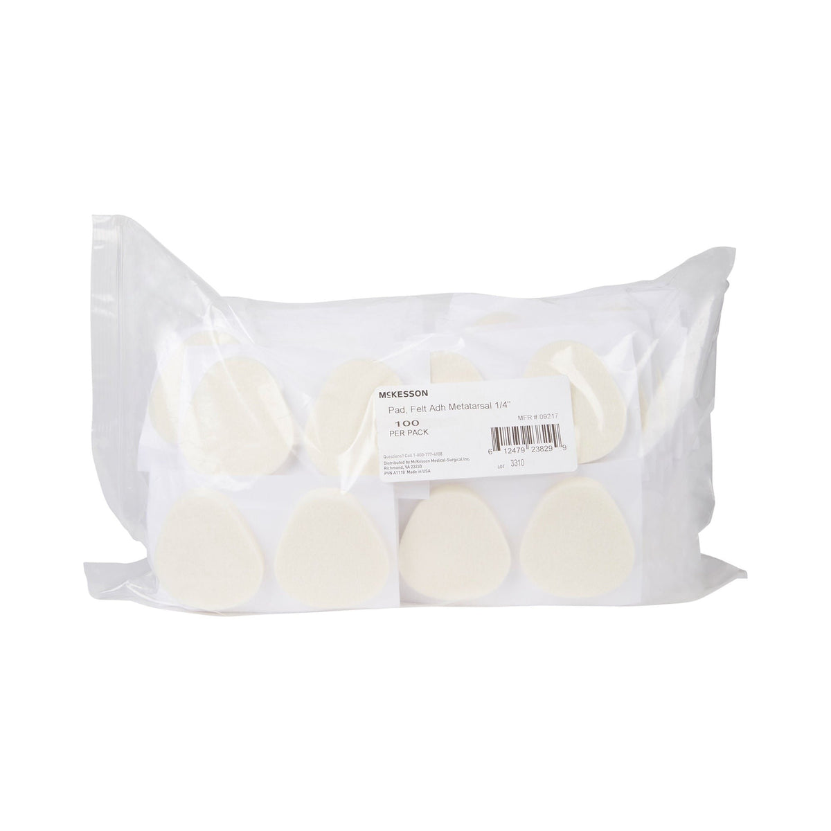 McKesson Felt Adhesive Metatarsal Pad, 1/4", 100 Count - 9217-Pack - LL Medico