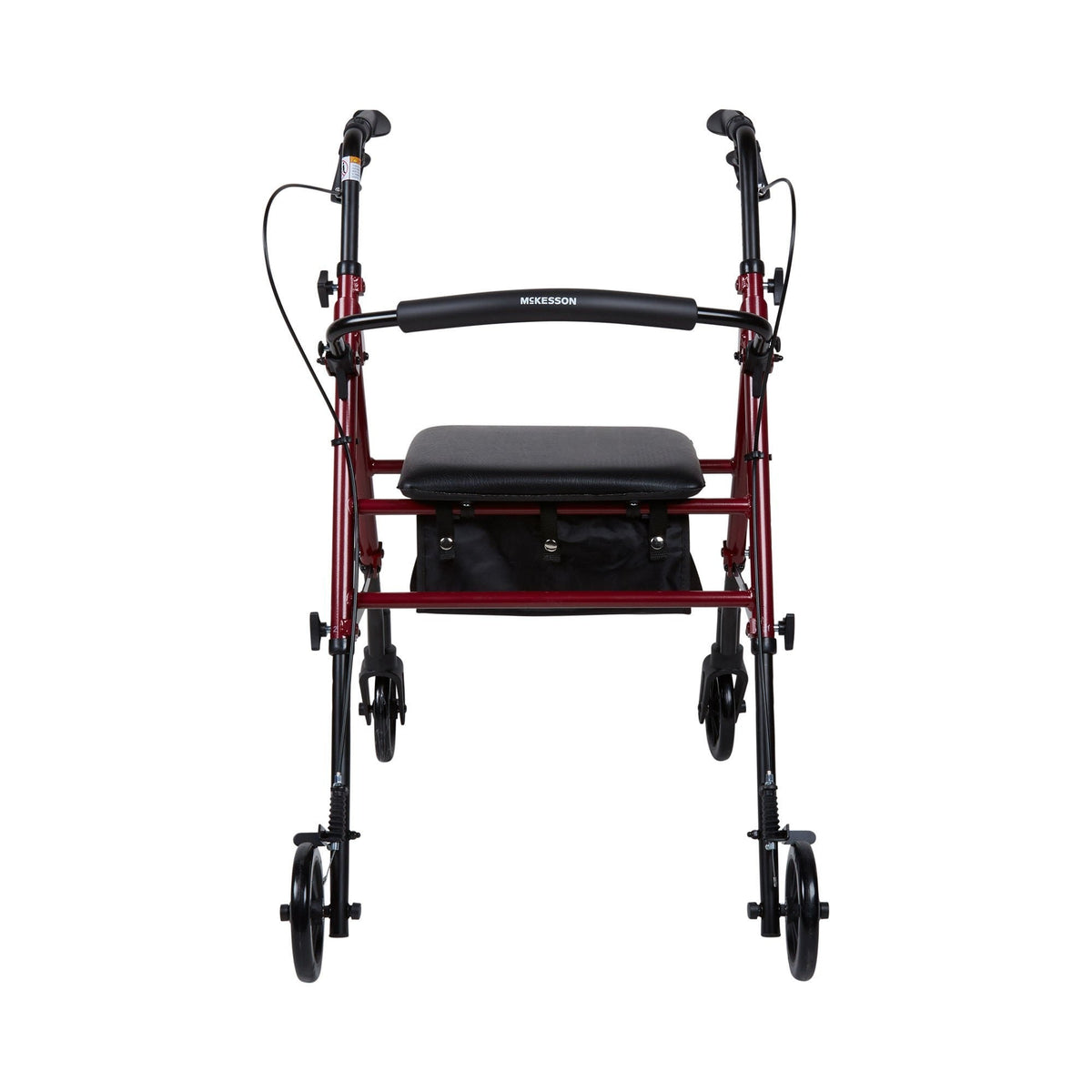 McKesson Four-Wheel Rollator, Adjustable Height, Folding Aluminum Frame, Red - 146-RTL10261RD-Single - LL Medico