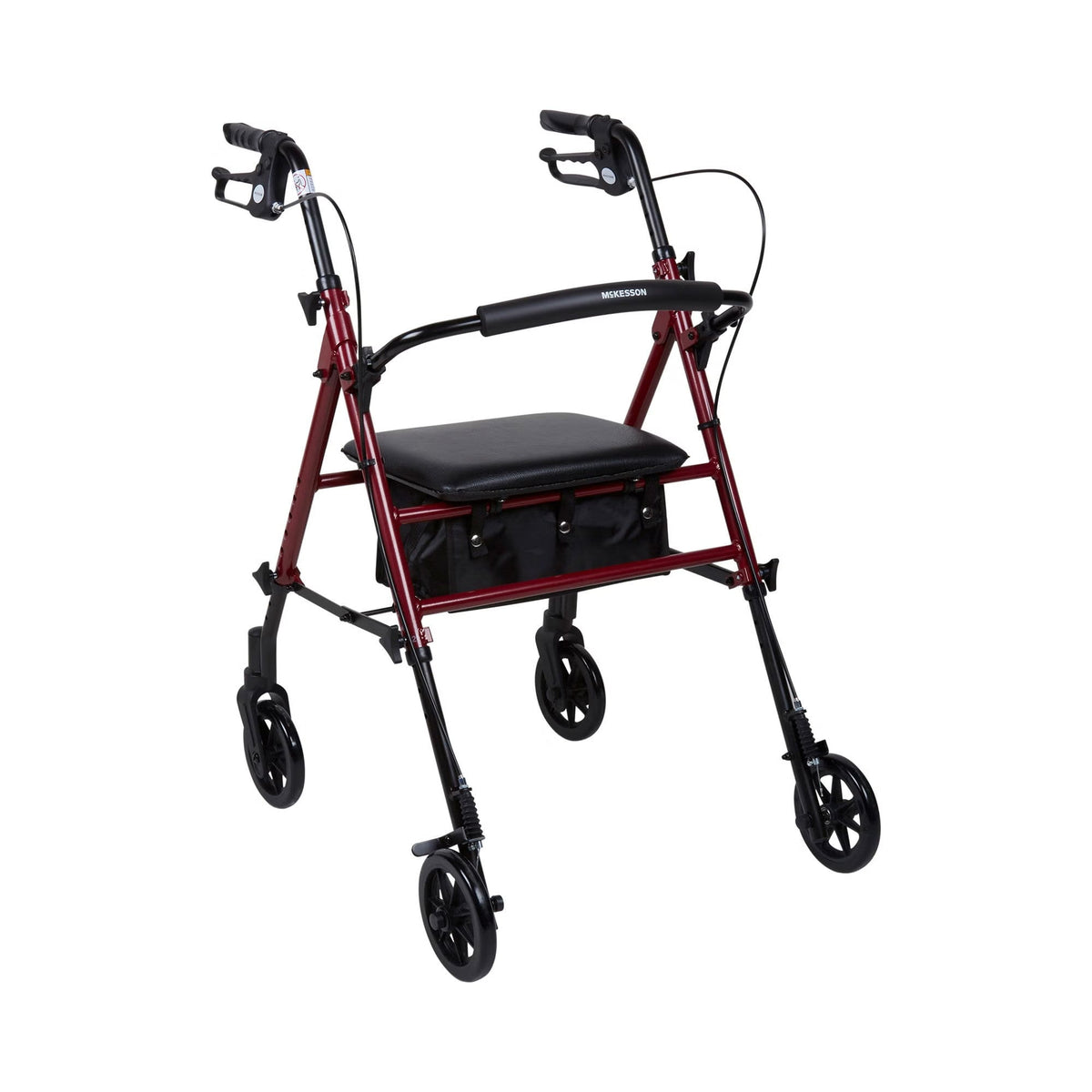 McKesson Four-Wheel Rollator, Adjustable Height, Folding Aluminum Frame, Red - 146-RTL10261RD-Single - LL Medico