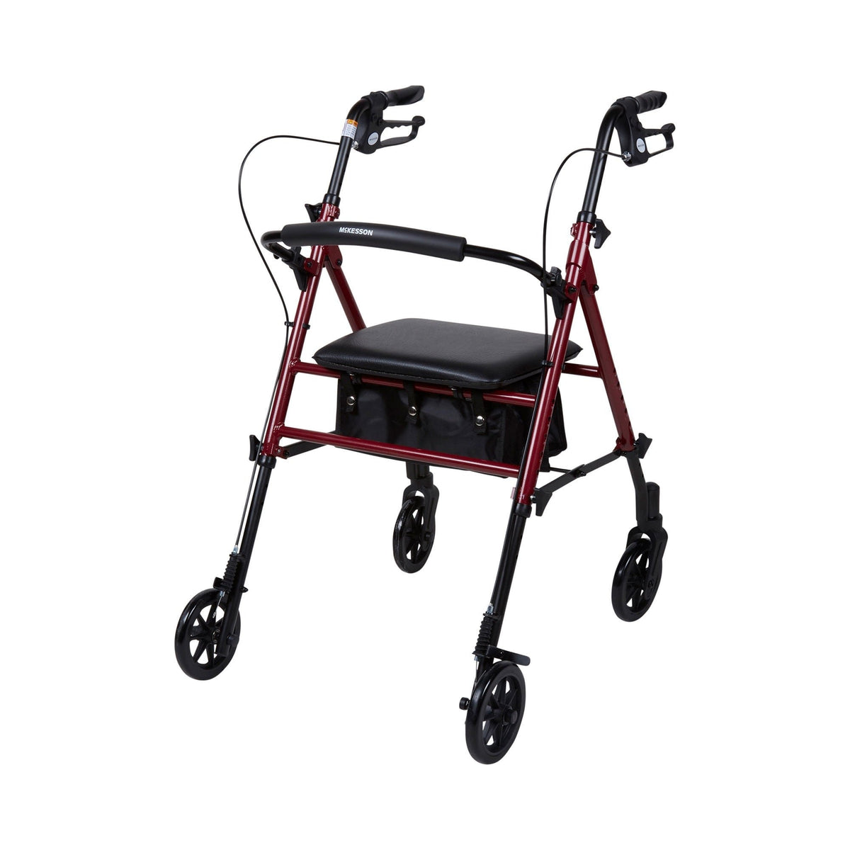 McKesson Four-Wheel Rollator, Adjustable Height, Folding Aluminum Frame, Red - 146-RTL10261RD-Single - LL Medico
