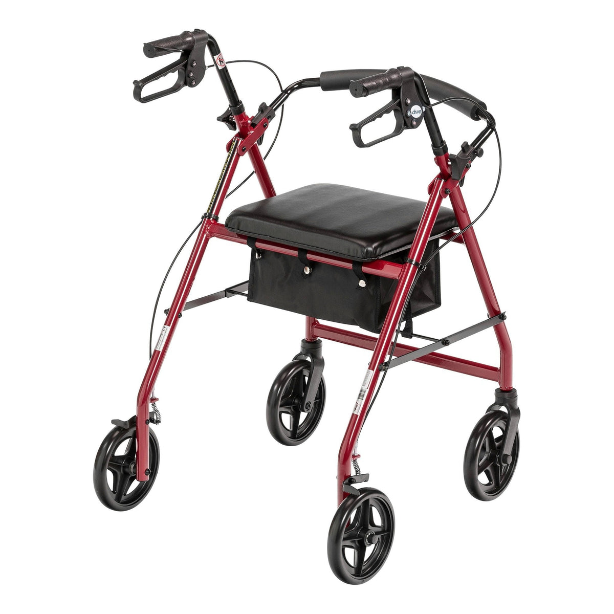 McKesson Four-Wheel Rollator, Red, Adjustable Height, Aluminum Frame - 146-R728RD-Case - LL Medico